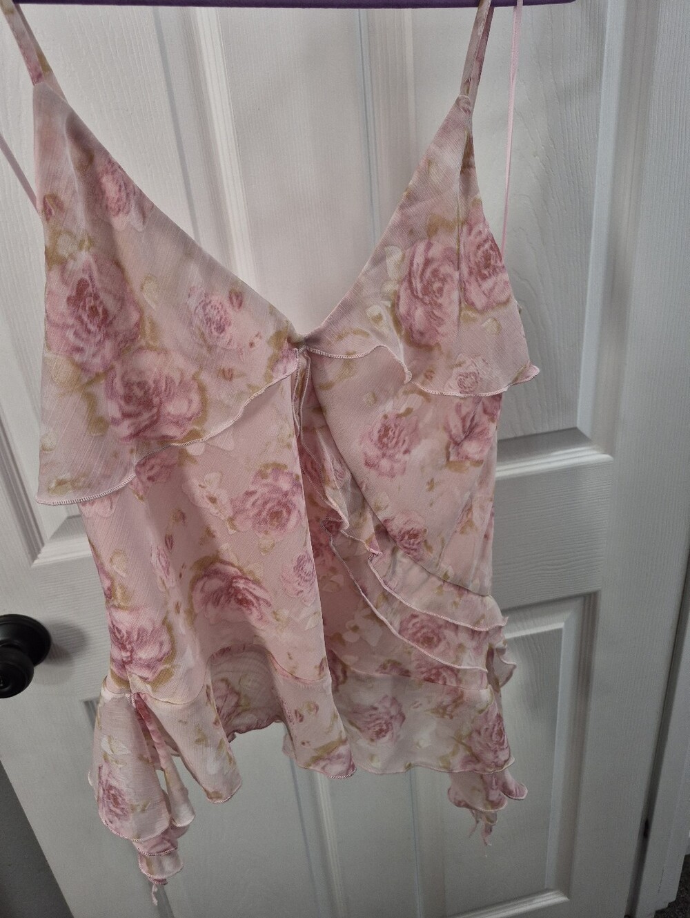 Floral Pink Ruffle Cami Top - Picture 5 of 8